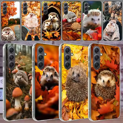 Autumn Maple Leaf Hedgehog Case For Phone Samsung Galaxy A12 A22 A32 A52 A52S A13 A23 A33 A53 A14 A2