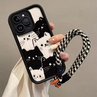 Black White Cat Phone Case For Realme C61 C63 C67 A60 8 8S Q3 13 11 11X 12 12X Pro Plus 11 NFC GT Ne