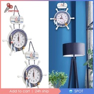 [Prettyia1] Nautical Clock Non Ticking Mediterranean Wall Clock for Home Study Office