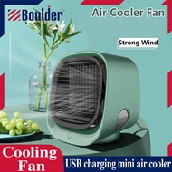 BOULDER New Air Cooler Portable USB Rechargeable Air Conditioner Fan Multifunctional Cooler Mini Desk Cooling Fan Mini Aircon For Home Office Bedroom Humidifier Water Desktop Small Car Mobile Air Condition Super Quiet Features