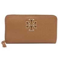 TORY BURCH - 雙T-LOGO皮革拉鍊長夾 (焦糖)