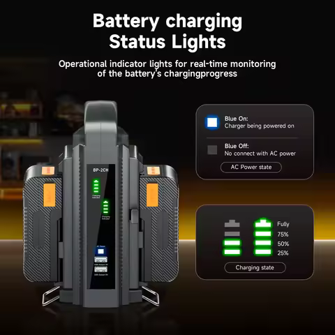 Dual-Channel V-Mount Battery Charger V Lock Battery Charger PD Fast Charger for Most 14.4V 14.8V V M