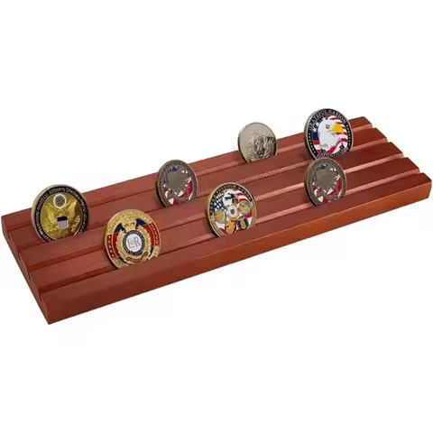 1 Set Challenge Coin Display Case Military Coin Holder Rack for Desk Wooden Army Collectible Coin Ho