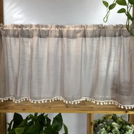 [24 Home Accessories] 1 PC Rod Pocket Short Curtain For Cafe Kitchen Booksheld 24 Home Accessoriesel Door White Dot Tassel Bottom Valance Short Roman Curtains zh016C
