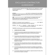 EXCLUSIVE CONTRACTOR AGREEMENT