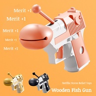 Toy Gun Decompression Wooden Fish Radish Kung Fu Toy Gun Wooden Fish Toys