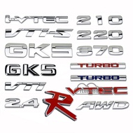 Car Body Front Grill Emblem Badge Sticker 3D Metal Auto Rear Badge Decal Trim Modified Letter With 2.4 210 220 370 GK5 VTEC Turbo VTI AWD Styling For Honda Passport Clarity Shuttle