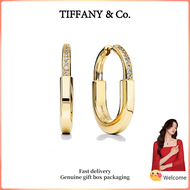 (New) Womens Fashion Earrings Gold plated Lock Series Diamond Medium Earrings Valentines Day holiday