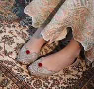 【金線刺繡】 印度復古/殿堂級華美手工/釘珠刺繡真皮鞋