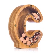 Personalized baby boy piggy bank LETTER Wooden coin bank Grandchild