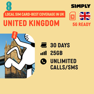 SIMPLY 3UK | UK/Europe 30 Days | 3UK O2 Vodafone | Total:10GB/100GB/200GB/Unlimited 5G/4G | Local E