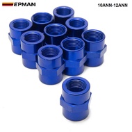 EPMAN 10PCS/LOT Fitting Flare Reducer Female -12 AN to Female -10 Blue Flare Reducers Alloy Fitting 
