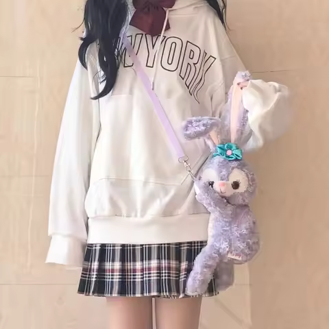 Duffy and His Friends Stella Lou Rabbit Stuffed Plush Backpack Kawaii Anime Plush Bag Funny Cute Gif