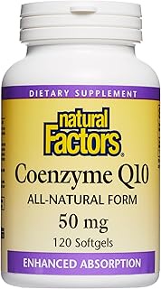 Natural Factors, Coenzyme Q10 50mg, CoQ10 Supplement for Energy, Heart and Antioxidant Support, Glut