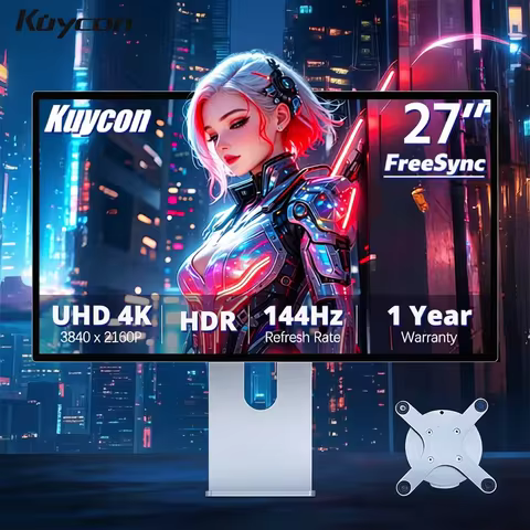 27Inch 144Hz Gaming Monitor Kuycon P27D 4K Computer Display 99%sRGB 500Nits IPS HDR10 PC Screen VESA