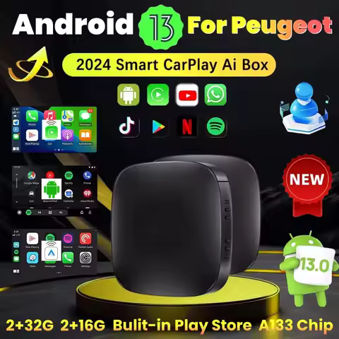 Android 13 Car AI Box Wireless Carplay Adapter Android Auto For Netflix Youtube For Peugeot 208 308