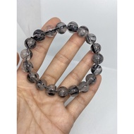 D3046 Natural Crystal/Black Tourmaline Bracelet Clear Material Size Approximately Diameter 11.5mm We