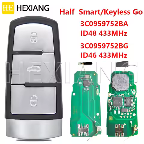 HE 3C0959752BA ID48/ID46 3C0959752BG 433MHz Half Smart/Keyless Go Car Remote Key For VW Volkswagen P