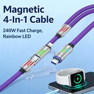 Cable 4-in-1 Fast LED Charging Charging Typec Flash Magnetic Rainbow Fast Data Light