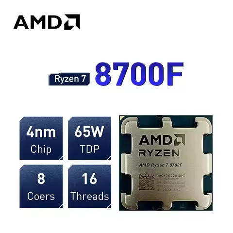 AMD Ryzen 7 8700F New R7 8700F 5GHz CPU 8-Cores 16-Threads Desktop Computer Processor AM5 Socket but