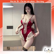 Sexy Silk Bodysuit Lace Hip Bow Drawstring B79