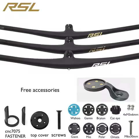 Premium RSL Rear sweep 0° lightweight MTB carbon fiber integrated handlebar with computer bracket, 3