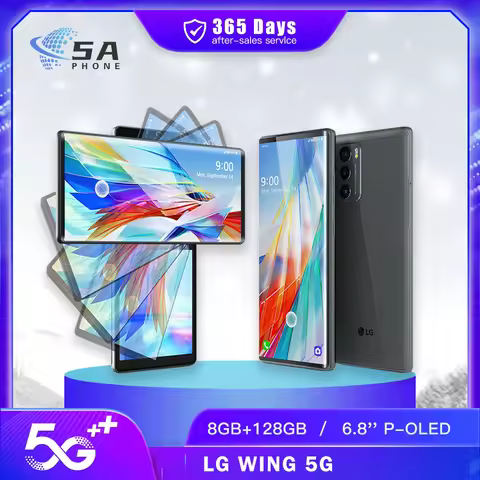 Unlocked Original LG WING 5G CellPhone F100VM F100TM F100N F100 4G LTE Mobile Phone 6.8'' 128GB ROM 