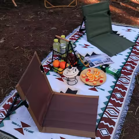 Outdoor Camping Folding Lawn Chair Beach Garden Recliner Portable Folding Chair Floor Mat Lawn Chair