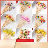 9cm Disposable Fruit Stick Creative Bamboo Stick Flower Stick Love Stick Double Bead Stick Cocktail 