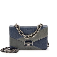 Chanel Navy Blue and Grey Lizard Paris-Rome Gabrielle Flap Bag Ruthenium Hardware, 2016