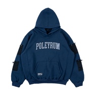 Poleyrum Essentials Hoodie - Pullover Sweater Oversized Fit Cotton Fleece Blend Men Unisex - Navy