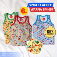 [ 6pc ] AGREE CHILDREN'S SINGLET SM057 COLOR MOTIF | Singlet Agree SM057 Children's Undershirt Kutun