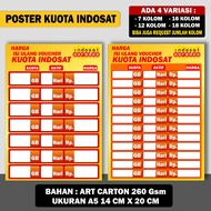 POSTER COUNTER PRICE LIST REFILL INDOSAT VOUCHER QUOTA (CUSTOM)