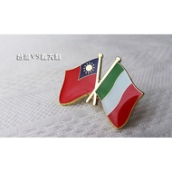 Double Flag Badge-Taiwan VS Italy 30 Items Each Set Triple W2.5 Xh1.5cm