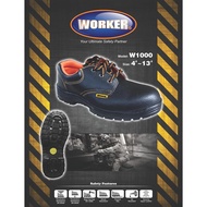 WORKER W1000 Industrial Safety Shoes - Black (Size:UK4-13 )