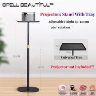 [SG STOCK] Projector Stand with Tray Portable Projector Floor Stand Universal Tray Laptop Stand Adjustable Height 60-120cm Metal Round Base Perfect for Office Home Stage or Studio
