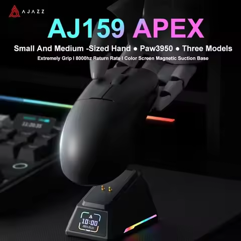 AJAZZ AJ159 APEX/AJ159PRO Wireless Gaming Mouse RGB Magnetic Charging Dock Low Latency Wired Gaming 