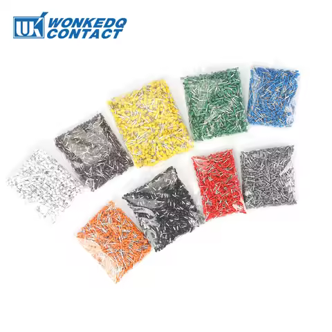 Ferrule 1000Pcs Copper Crimp Connectors 0.3~10mm² 22-8 AWG Terminal Insulated Wire Connector E0508 E