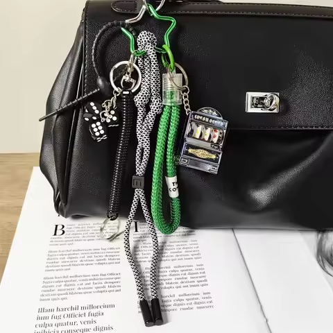 Creative Fruit Machine Game Console Hanging Decoration Black White Dice Keychain Bag Pendant Versati