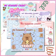[HOTIS] GLOSSY PAPER - Set of 10 sheets of English reward sticker score cards, sticker storage board