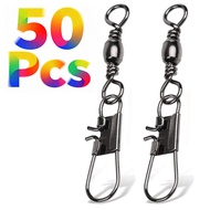 Fishing Swivels Barrel Swivel Fishing Snaps Line Connector Safety Snap Fishing Swivel Snap 50Pcs