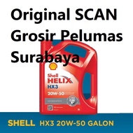 Oli mobil bensin Original Barcode Scan Shell Helix HX3 20w/50 20w-50 galon 4 ltr