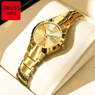 Original ORUSS small watches for women and men, luxury stainless steel, dual calendar, waterproof, K