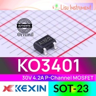 KO3401 30V 4.2A P-Channel MOSFET AO3401 3401 A18E SOT-23 KEXIN