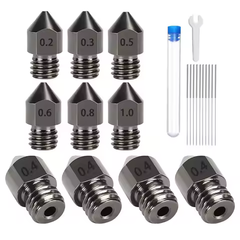 5PCS 3D Printer Hardened Steel MK8 Extruder Nozzles for CR-10/ Ender 3/5, Ender 3/ V2 Ender3 pro, Aq