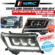 Toyota Land Cruiser FJ200 2008 - 2015 3pcs Projector Dynamic Headlamp With Signal Running ( Clear + 