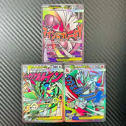DIY Pokemon Mega Mewtwo Y Rayquaza Charizard X EX 3Pcs Holographic Texture EN Version Full Art Premi