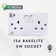 [SIRIM] Kobena 13A BAKELITE Double 2 GANG Switch Socket