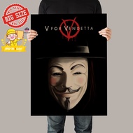 V for Vendetta Guy Fawkes Mask 2 Retro Vintage Poster Kraft Paper Painting Wall Art for home/bar/roo