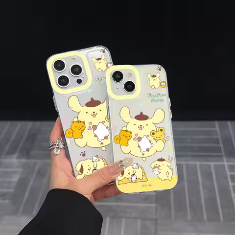 Cartoon Cute Pom Pom Purin Clear Space Phone Case for Vivo T1 V15 V23 V23E V25 V27 V29 V29E V30E V40